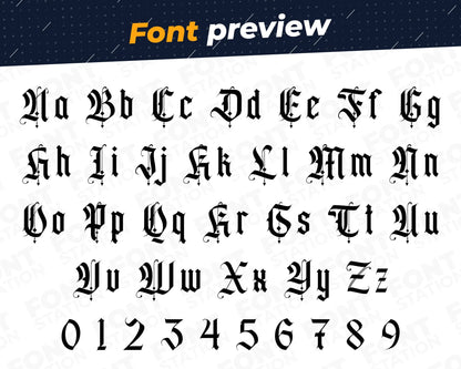 Image showing all characters available in the Black Inked Studio font created by FontStation.