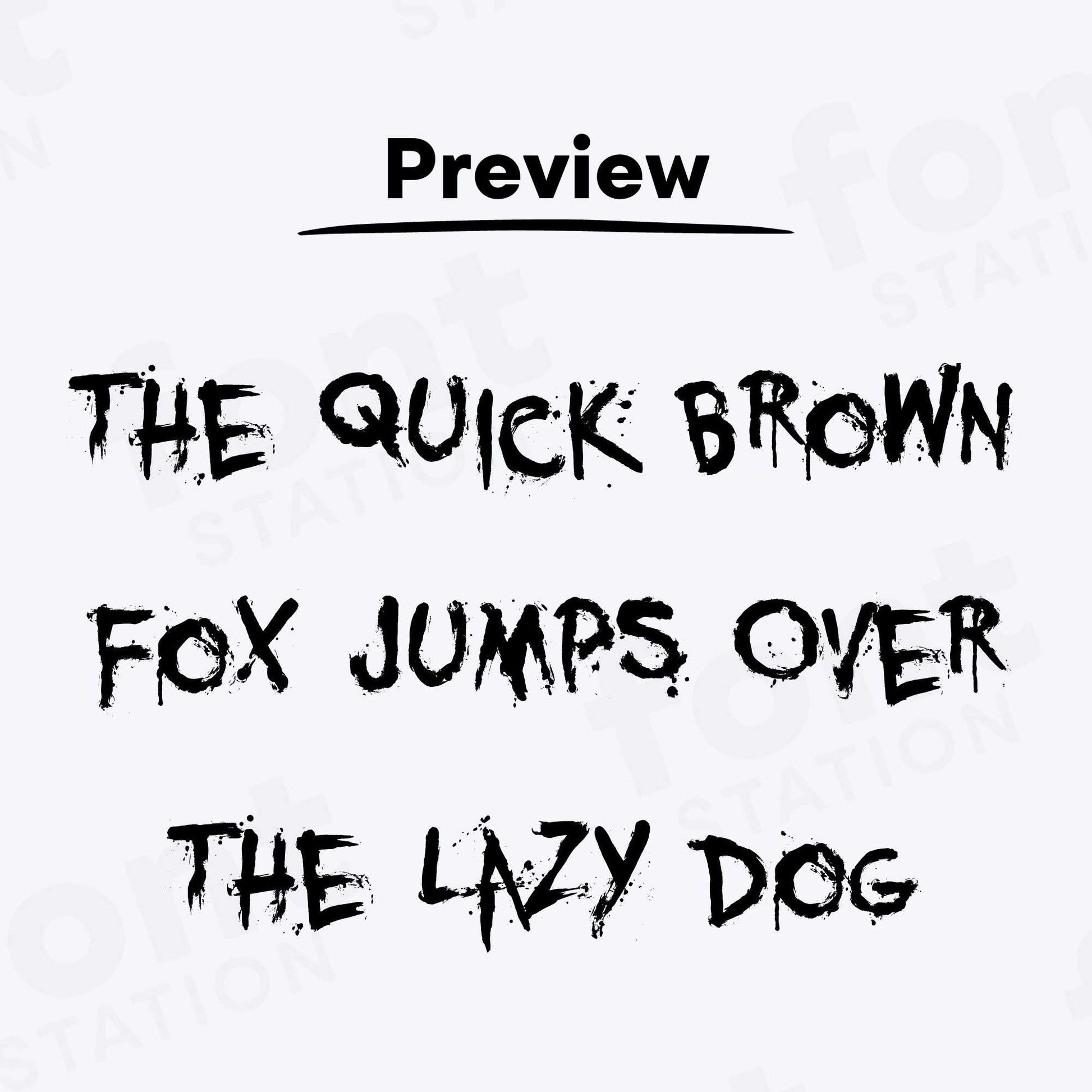 A complete showcase image of the Bloody font, featuring the text 'The quick brown fox jumps over the lazy dog' to display every letter of the alphabet.