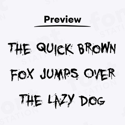 A complete showcase image of the Bloody font, featuring the text 'The quick brown fox jumps over the lazy dog' to display every letter of the alphabet.