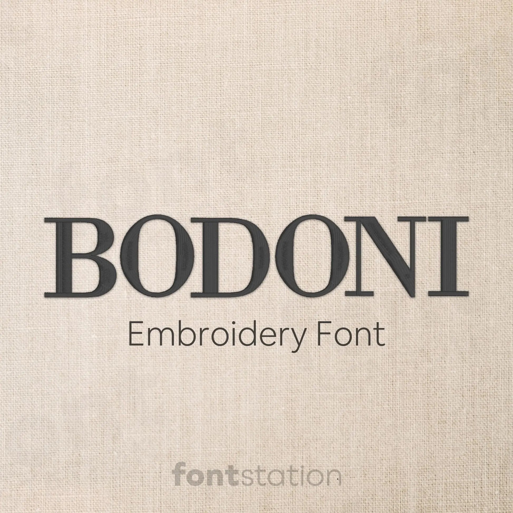 Main image of the Bodoni embroidery font created by FontStation