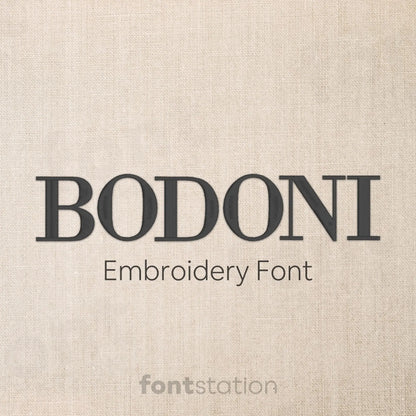Main image of the Bodoni embroidery font created by FontStation