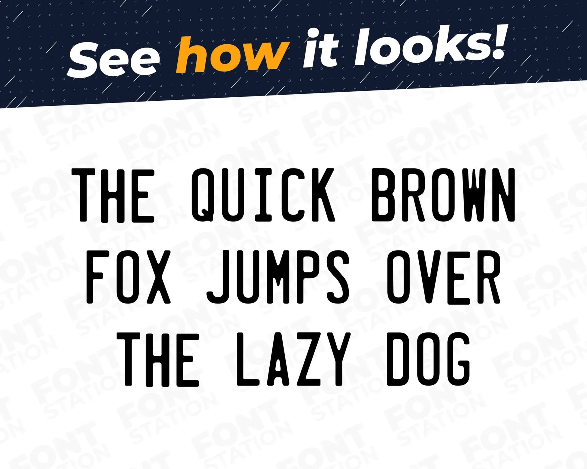 A complete showcase image of the Car License Plate font, featuring the text 'The quick brown fox jumps over the lazy dog' to display every letter of the alphabet.