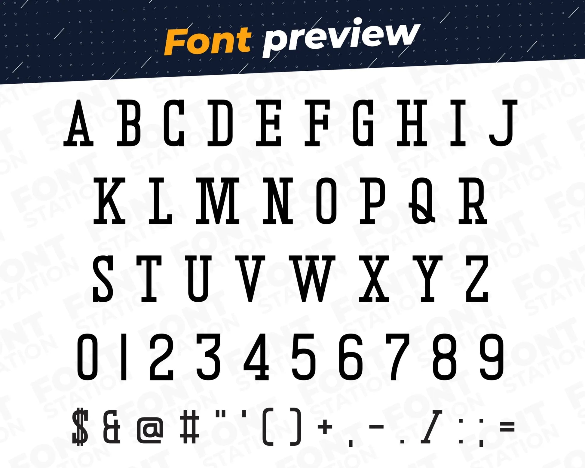 Image showing all characters available in the Cards font created by FontStation.