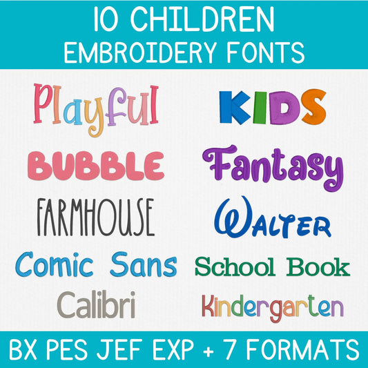 Main image of the Children embroidery font bundle created by FontStation.