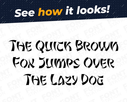 A complete showcase image of the Chinese New Year font, featuring the text 'The quick brown fox jumps over the lazy dog' to display every letter of the alphabet.
