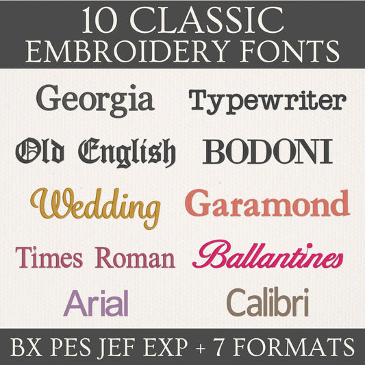 Main image of the Classic embroidery fonts bundle created by FontStation.