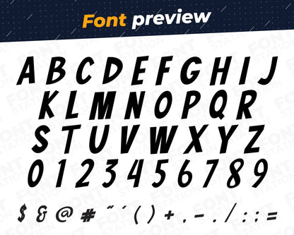Image showing all characters available in the Comic Book font created by FontStation.