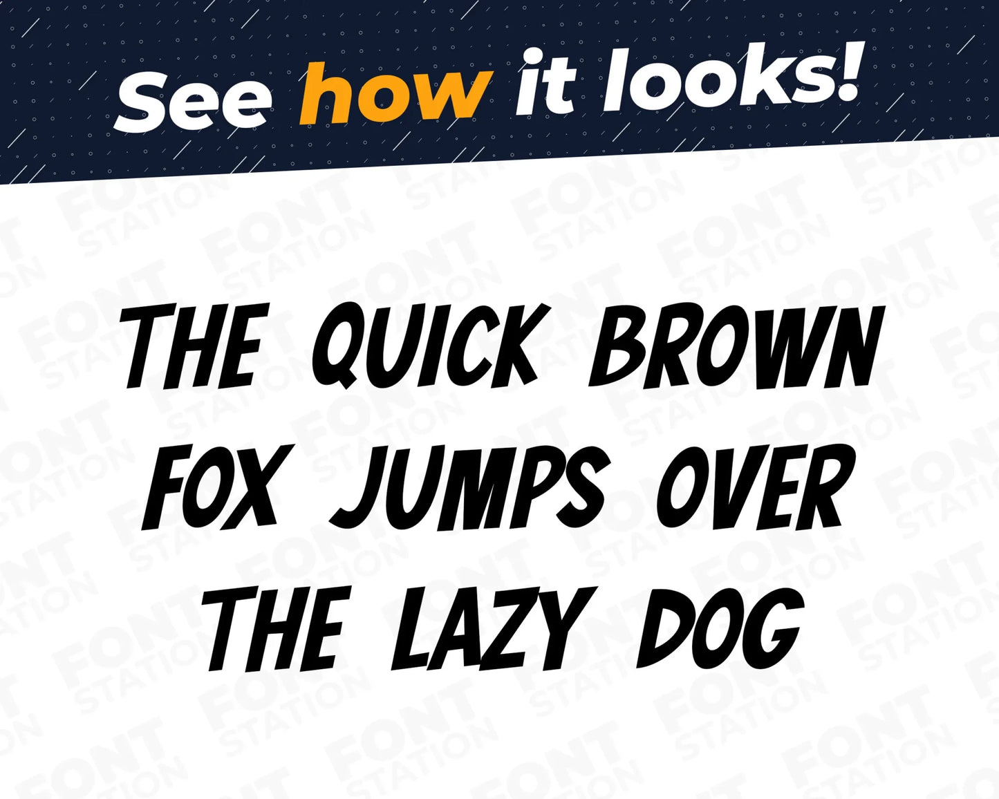 A complete showcase image of the Comic Book font, featuring the text 'The quick brown fox jumps over the lazy dog' to display every letter of the alphabet.