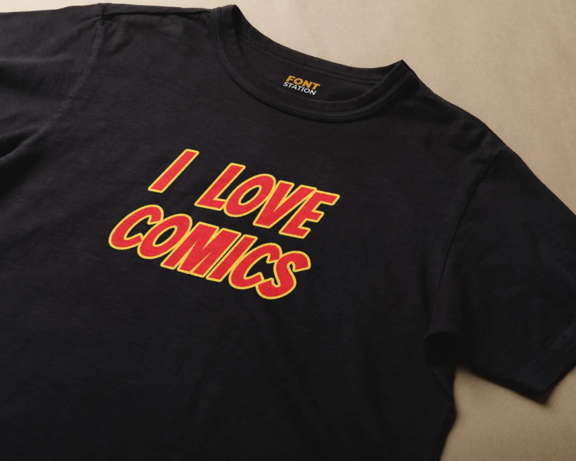 Sublimated T-Shirt with Comic Book Font Typography - Fashionable Apparel Displaying Stylish Lettering