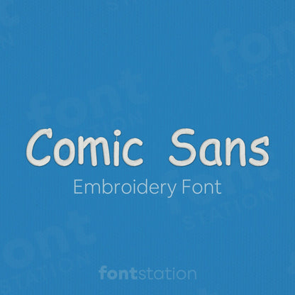 Main image of the Comic Sans embroidery font created by FontStation.