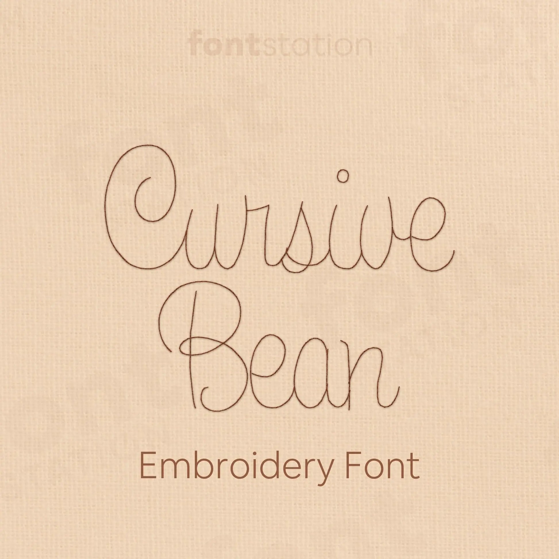 Image showing a word embroidered on textile using the Cursive Bean Stitch embroidery font created by FontStation