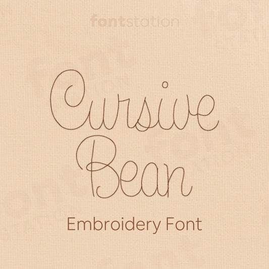 Image showing a word embroidered on textile using the Cursive Bean Stitch embroidery font created by FontStation