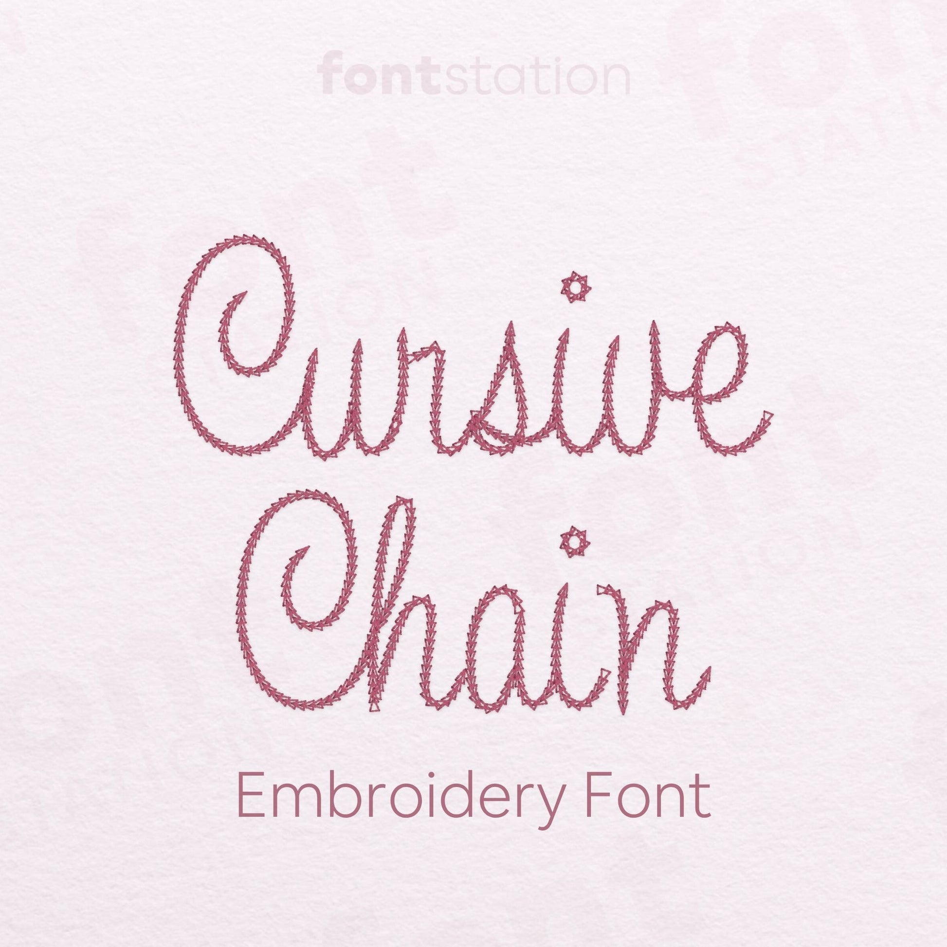 Main image of the Cursive Chain Stitch embroidery font created by FontStation.