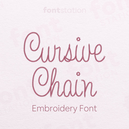 Main image of the Cursive Chain Stitch embroidery font created by FontStation.
