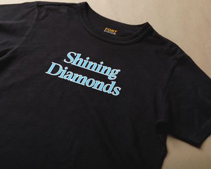 Sublimated T-Shirt with Diamond Font Typography - Fashionable Apparel Displaying Stylish Lettering