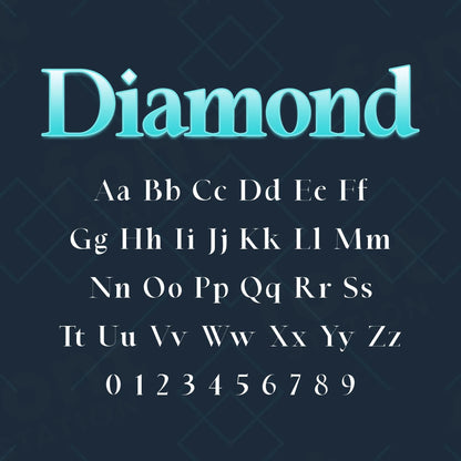 Image showing all characters available in the Diamond font created by FontStation.