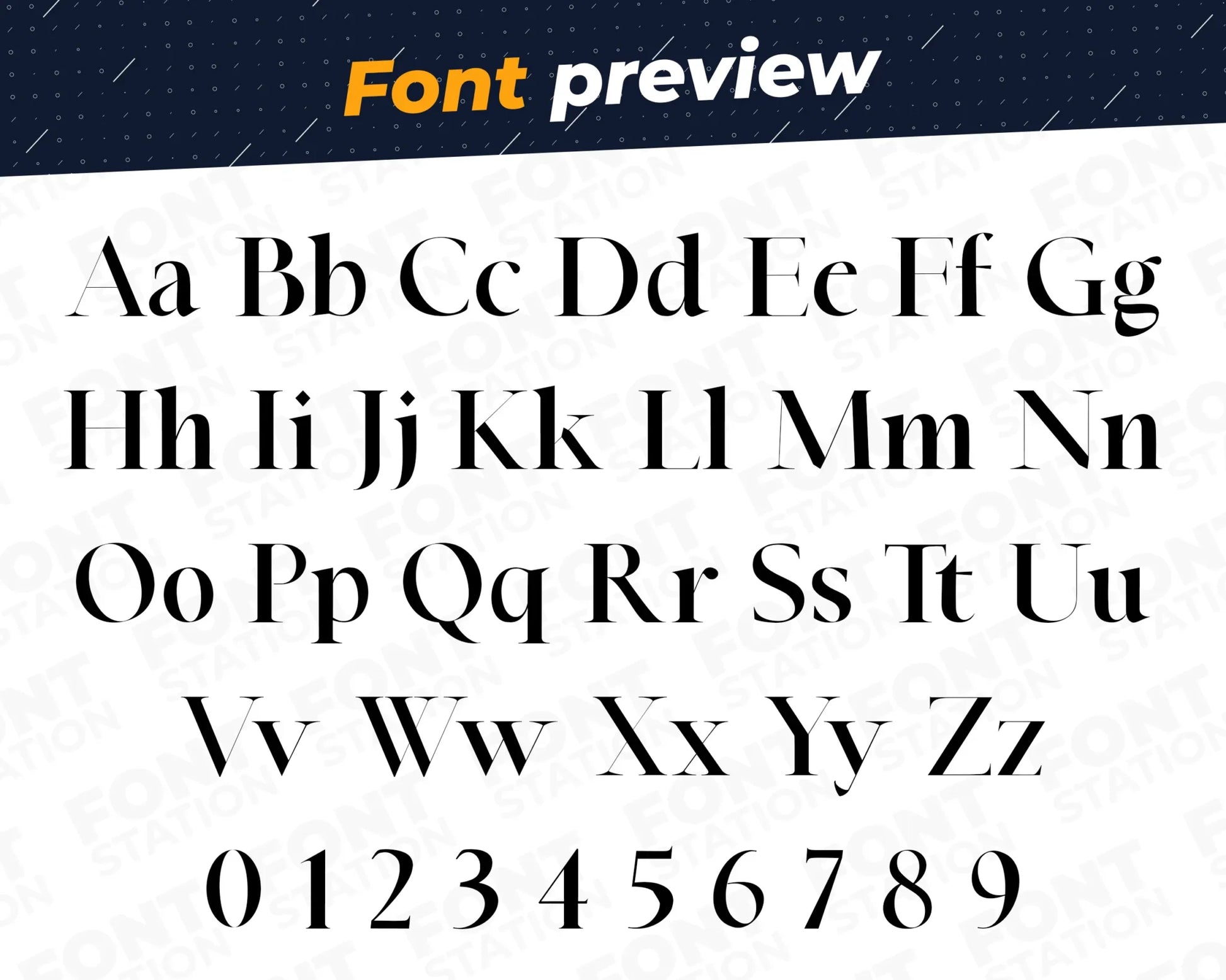 Image showing all characters available in the Diamond font created by FontStation.
