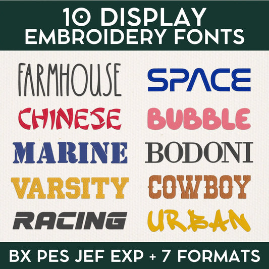 Main image of the Display embroidery font bundle created by FontStation.
