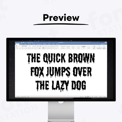 A complete showcase image of the Dripping font, featuring the text 'The quick brown fox jumps over the lazy dog' to display every letter of the alphabet.