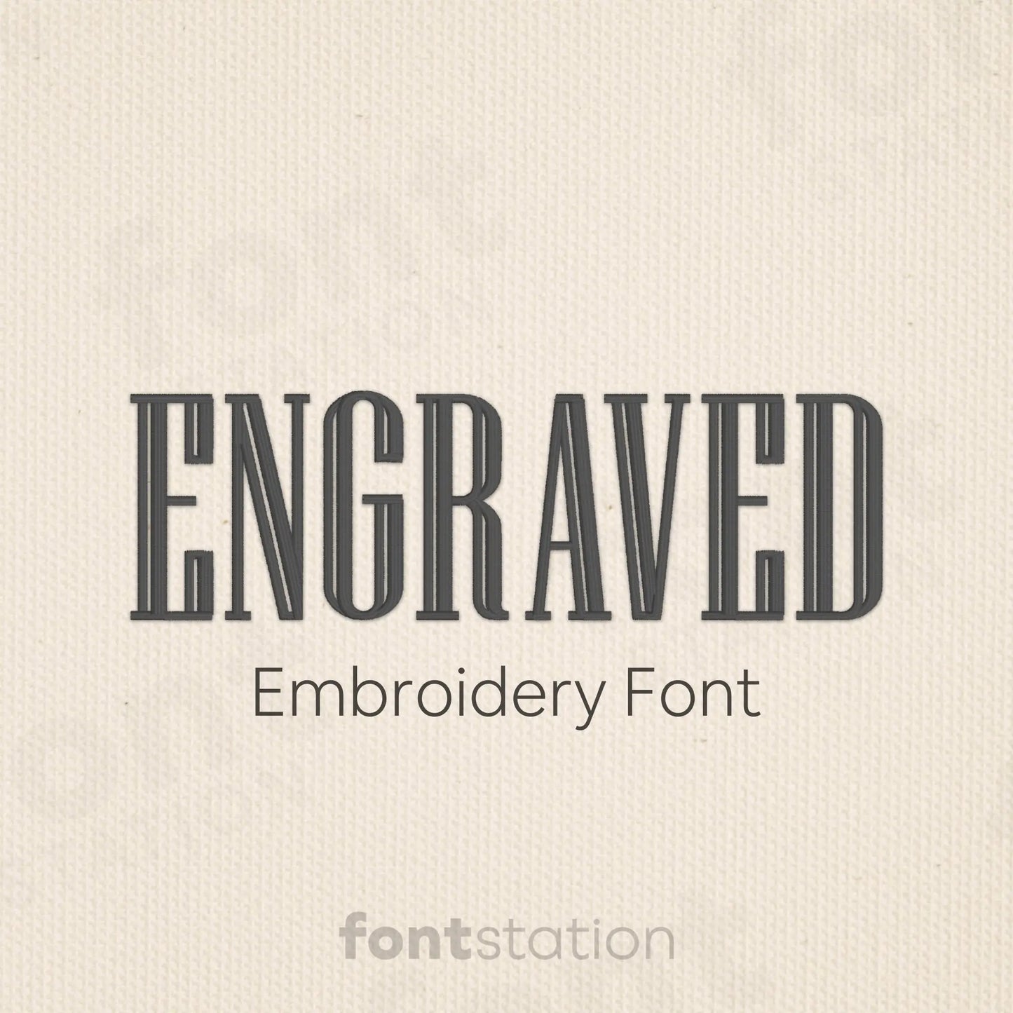 Main image of the Engraved embroidery font created by FontStation.