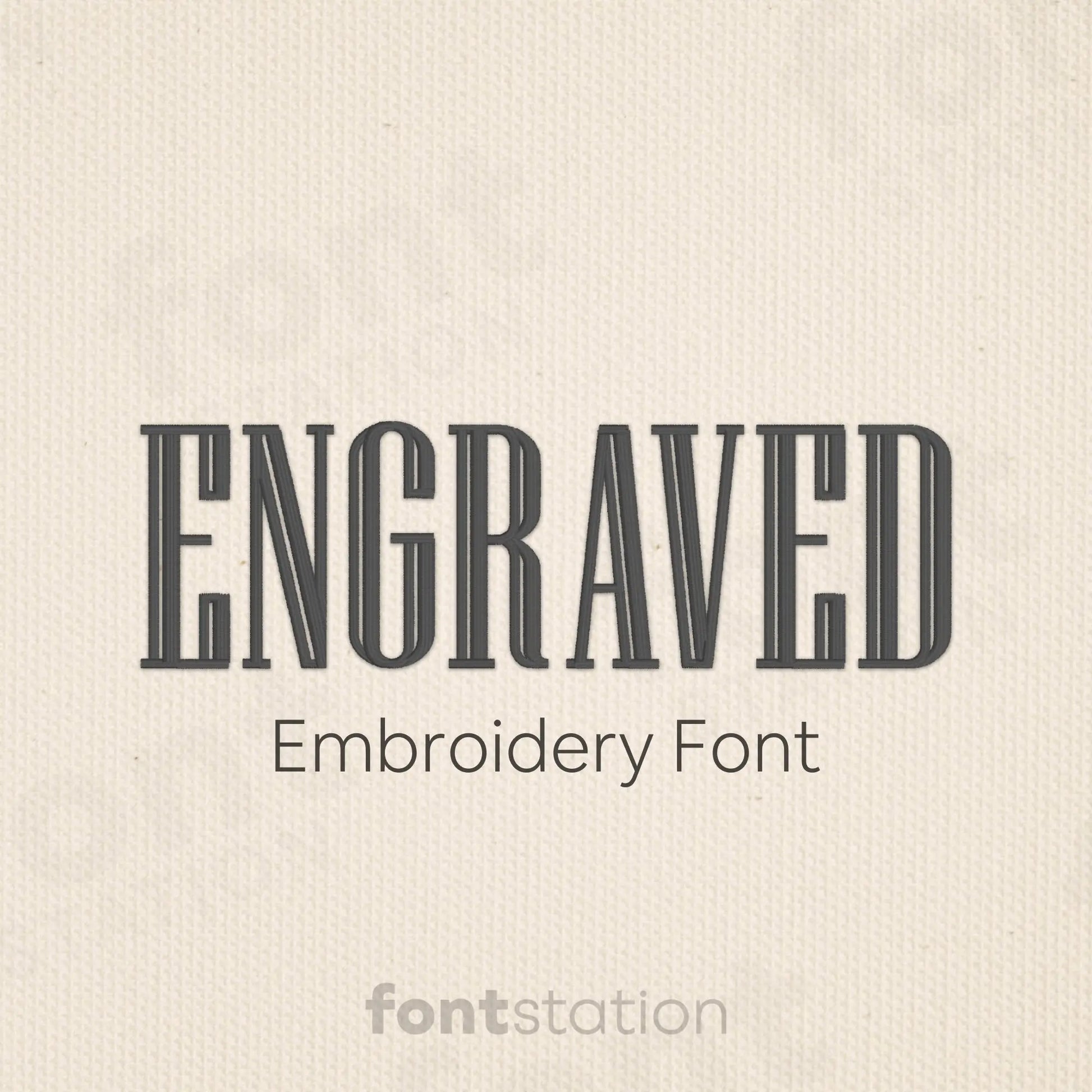 Main image of the Engraved embroidery font created by FontStation.