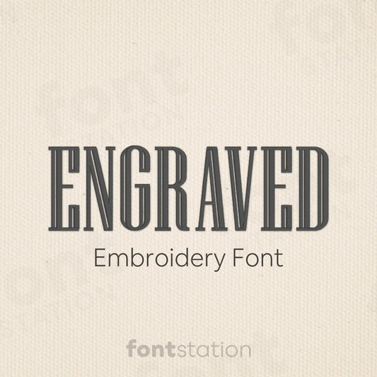 Main image of the Engraved embroidery font created by FontStation.