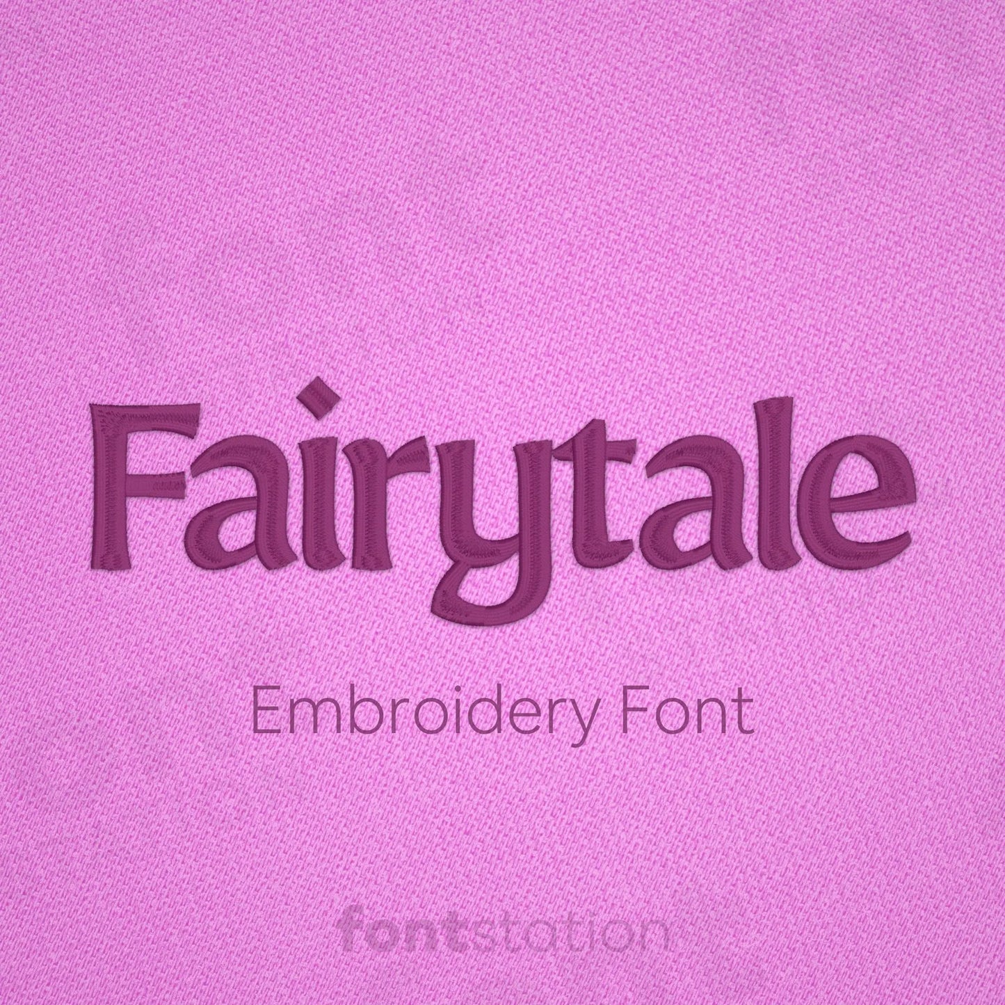 Main image of the Fairytale embroidery font created by FontStation.
