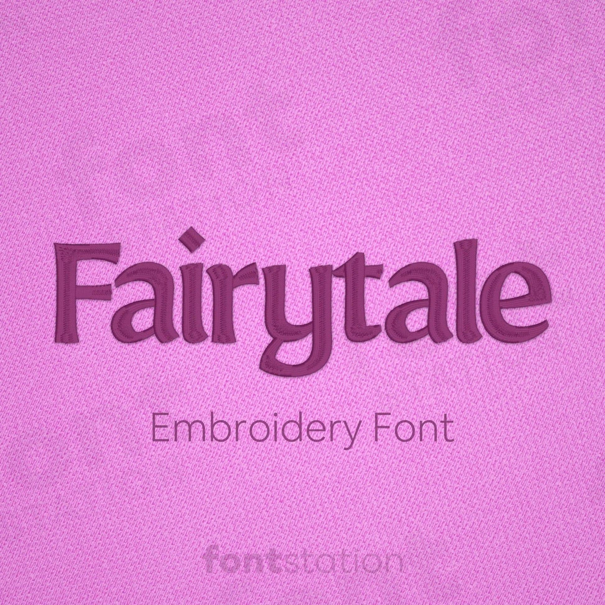Main image of the Fairytale embroidery font created by FontStation.