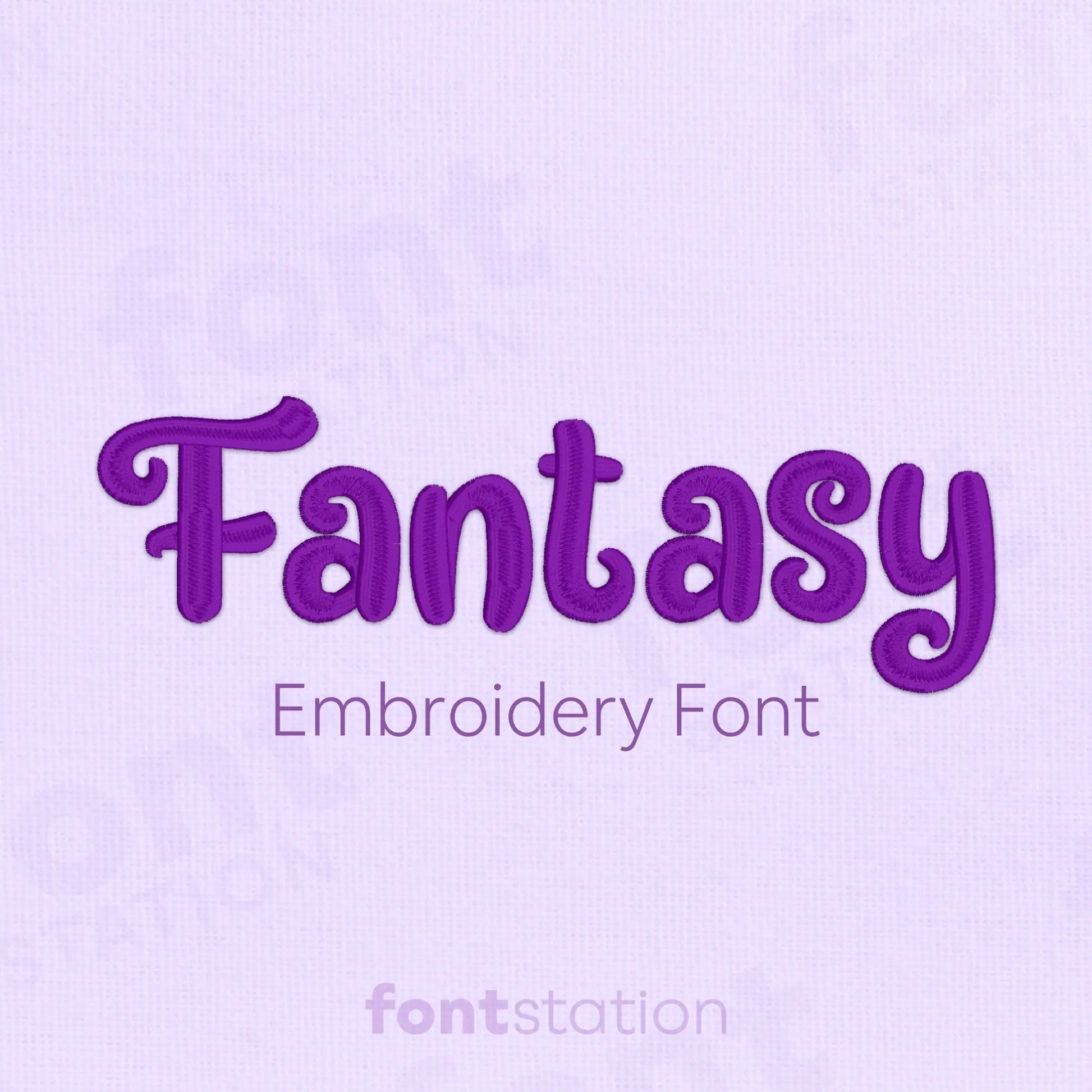 Main image of the Fantasy embroidery font created by FontStation.