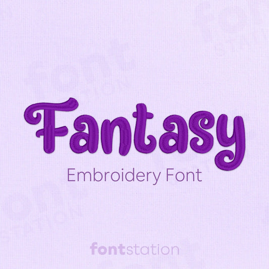 Main image of the Fantasy embroidery font created by FontStation.