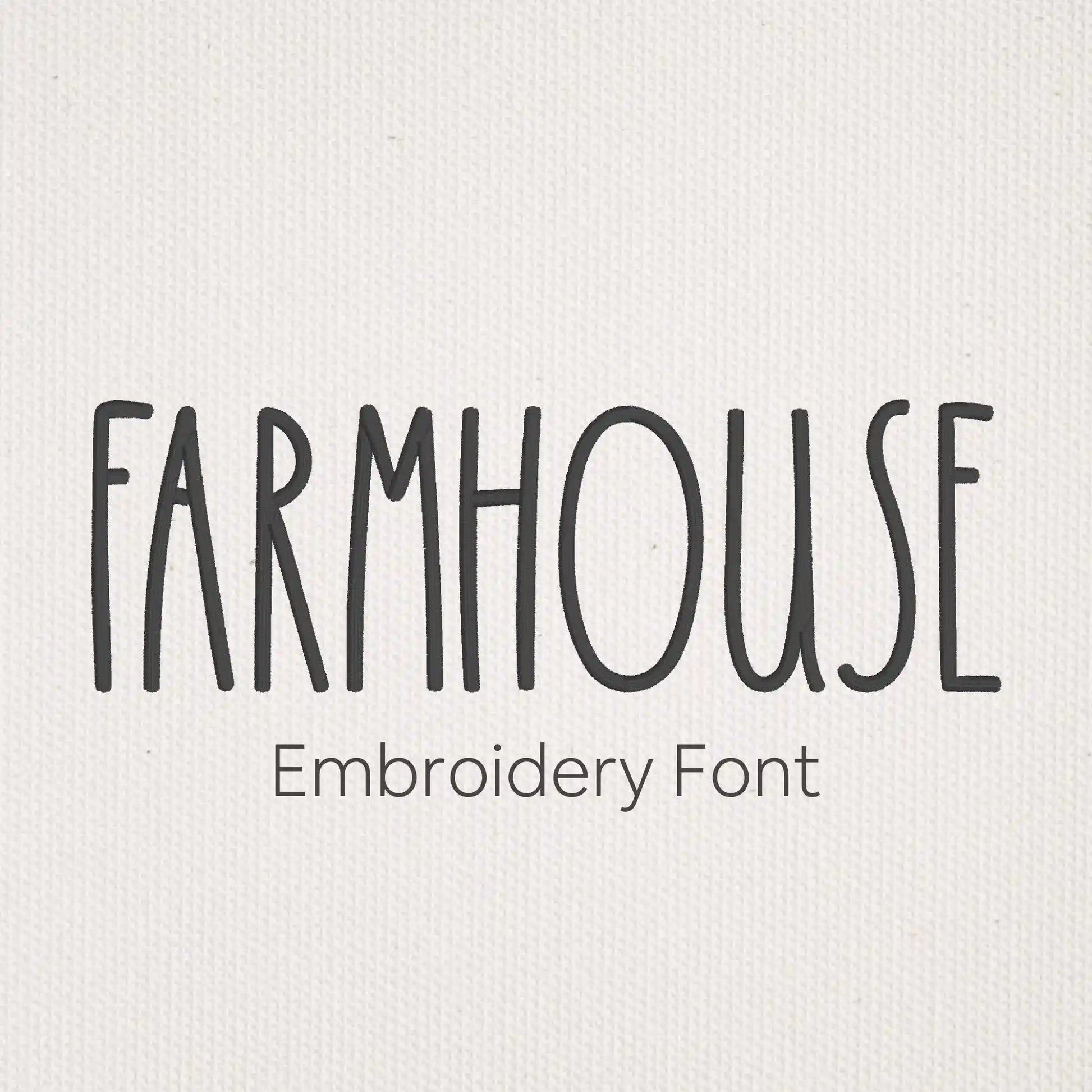 Main image of the Farmhouse embroidery font created by FontStation