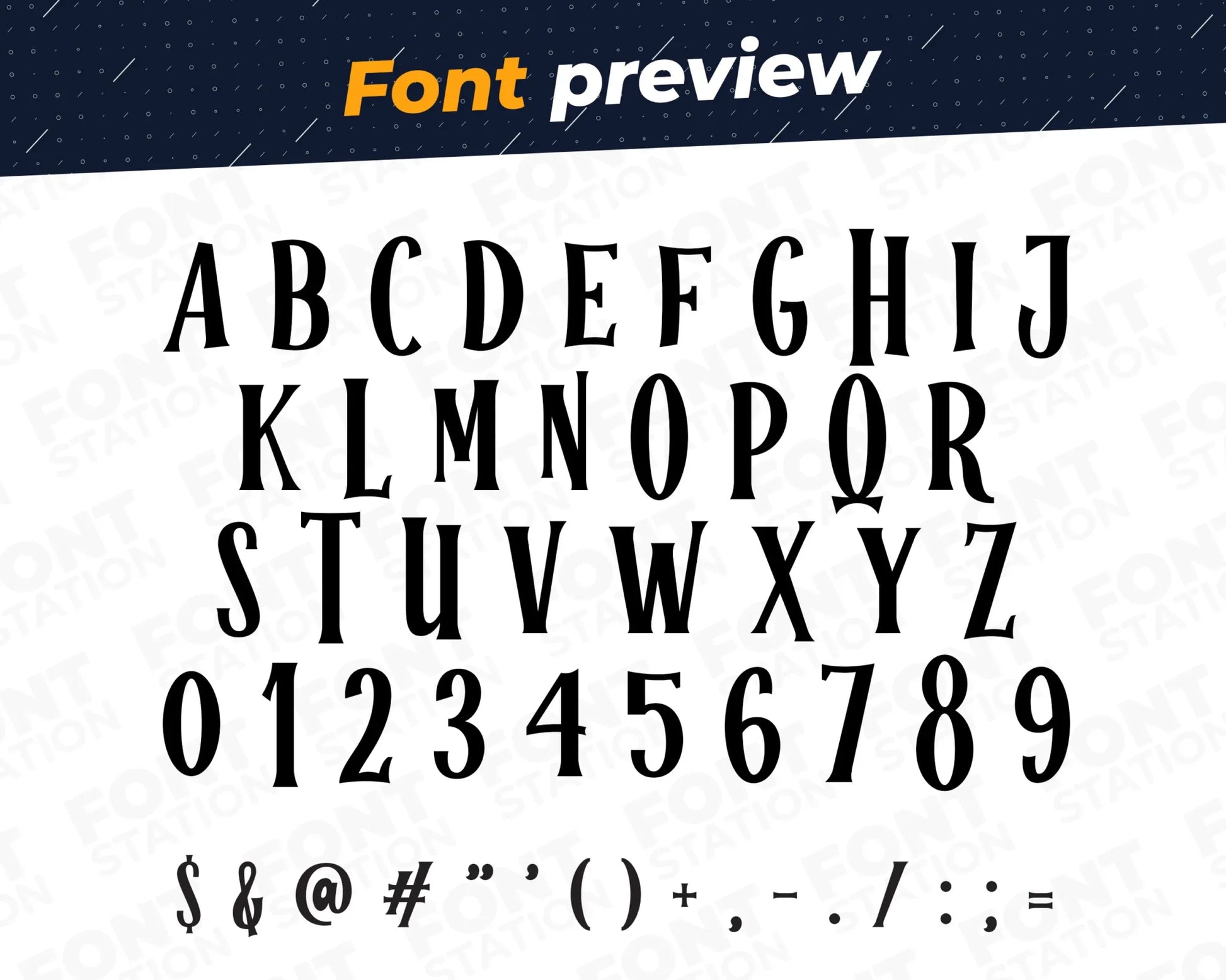 Image showing all characters available in the Halloween font created by FontStation.