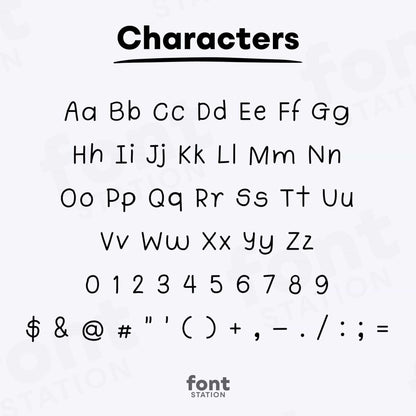 Image showing all characters available in the Handwritten Note Taking font created by FontStation.