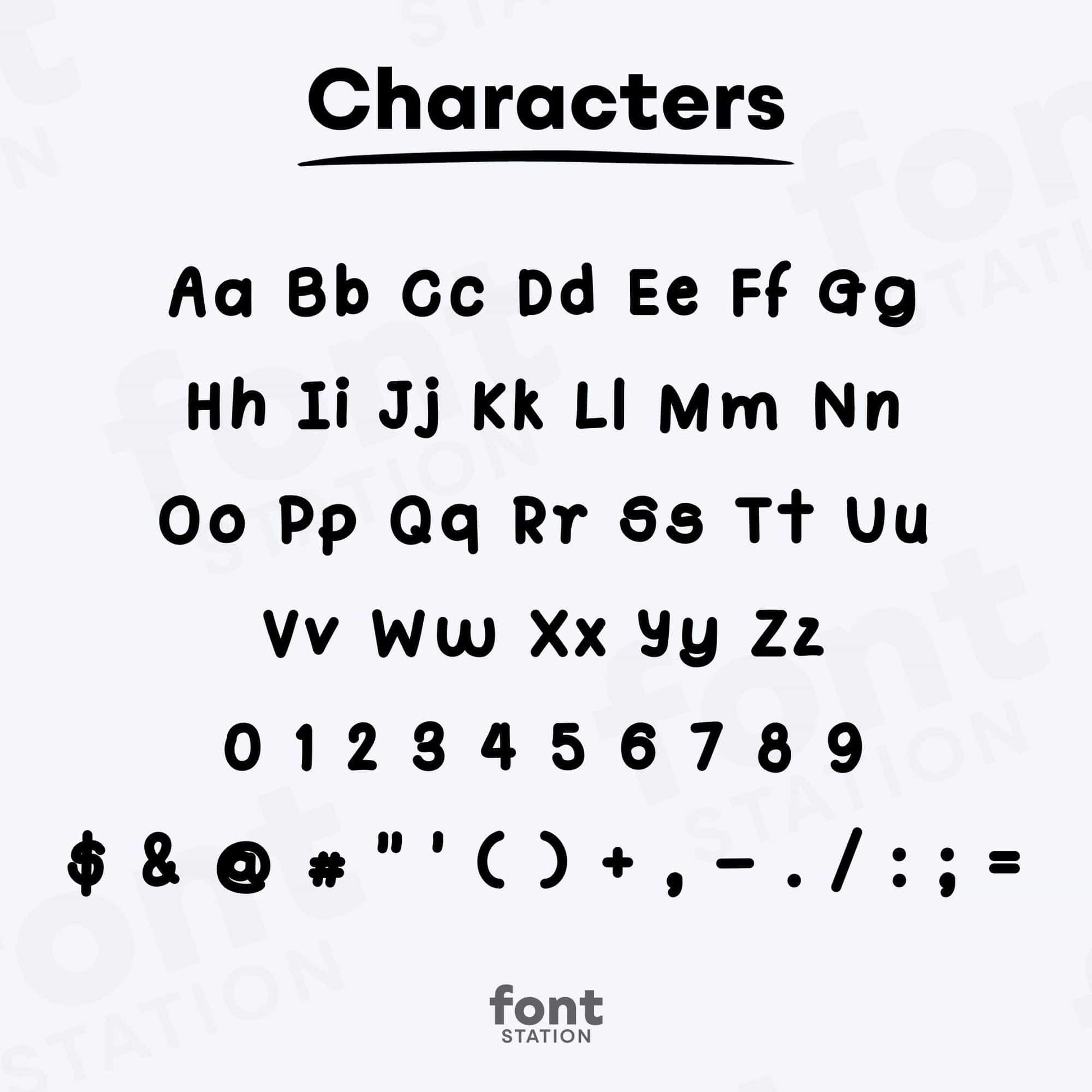 Image showing all characters available in the Handwritten Note Taking font extra bold created by FontStation.