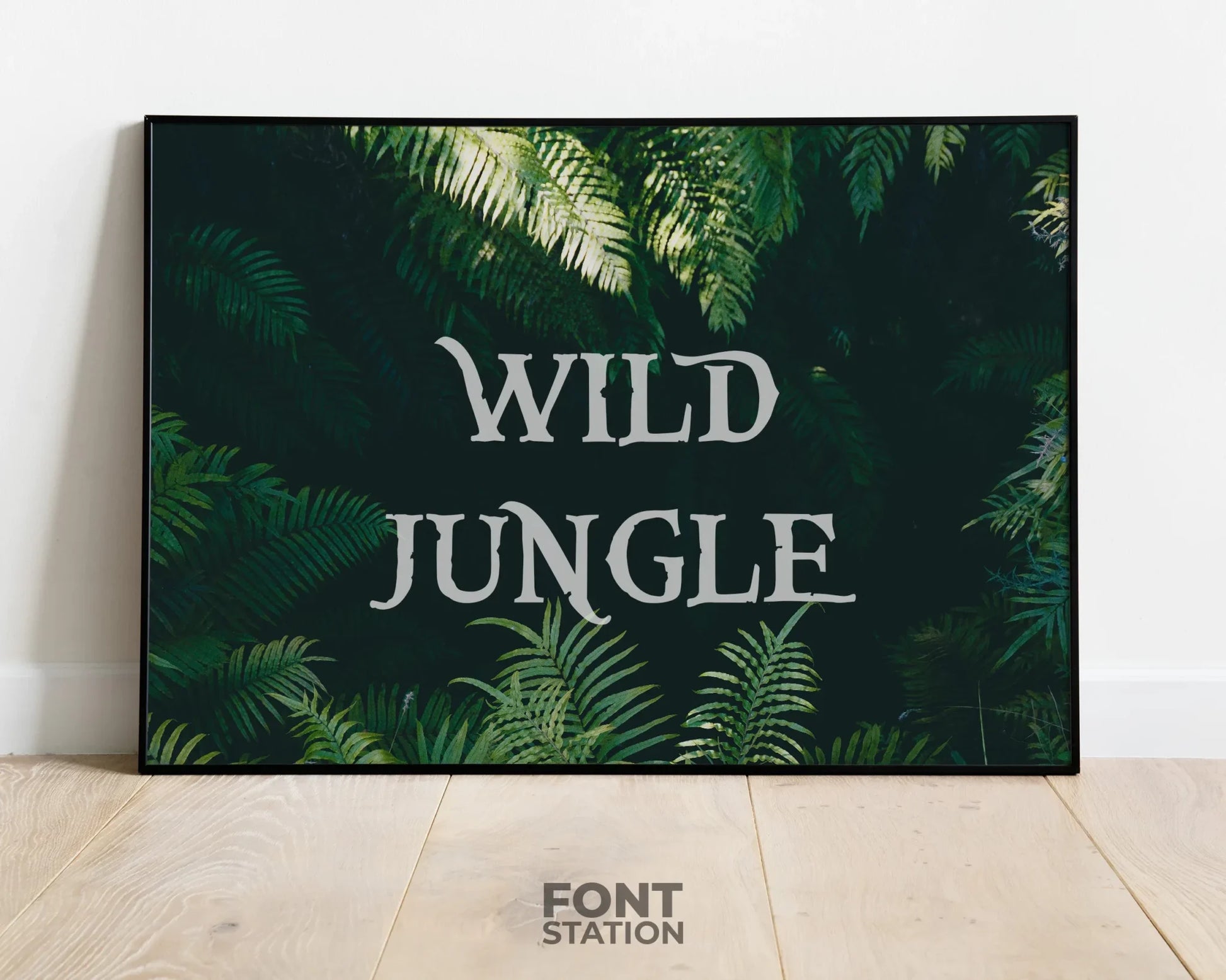 Jungle Font Display on Frame - Typography Presentation
