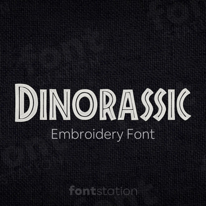 Main image of the Jurassic embroidery font created by FontStation.
