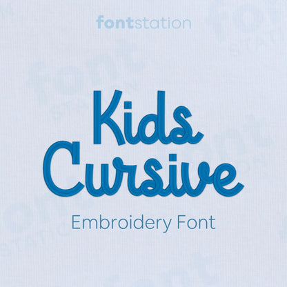Main image of the Kids Cursive embroidery font created by FontStation.