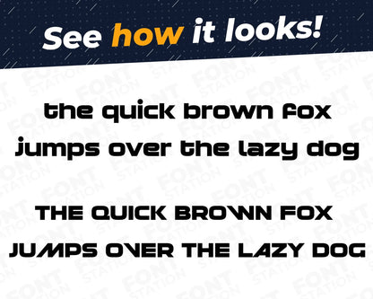 A complete showcase image of the Laren font, featuring the text 'The quick brown fox jumps over the lazy dog' to display every letter of the alphabet.