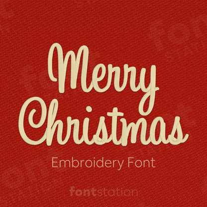 Main image of the Merry Christmas embroidery font created by FontStation.