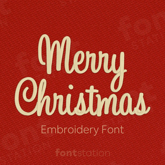 Main image of the Merry Christmas embroidery font created by FontStation.