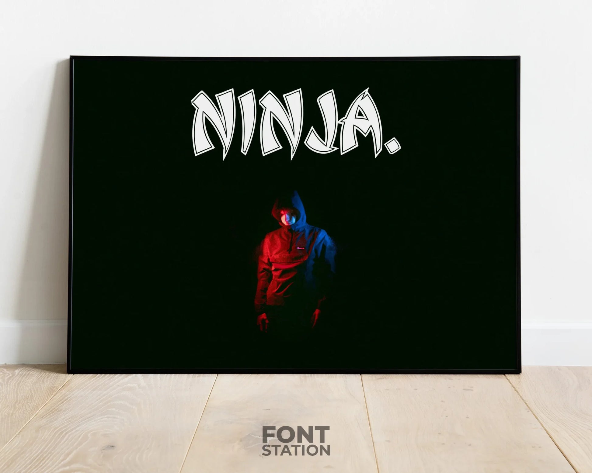 Ninja Font Display on Frame - Typography Presentation