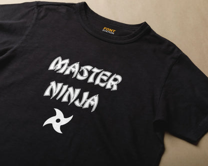Sublimated T-Shirt with Ninja Font Typography - Fashionable Apparel Displaying Stylish Lettering
