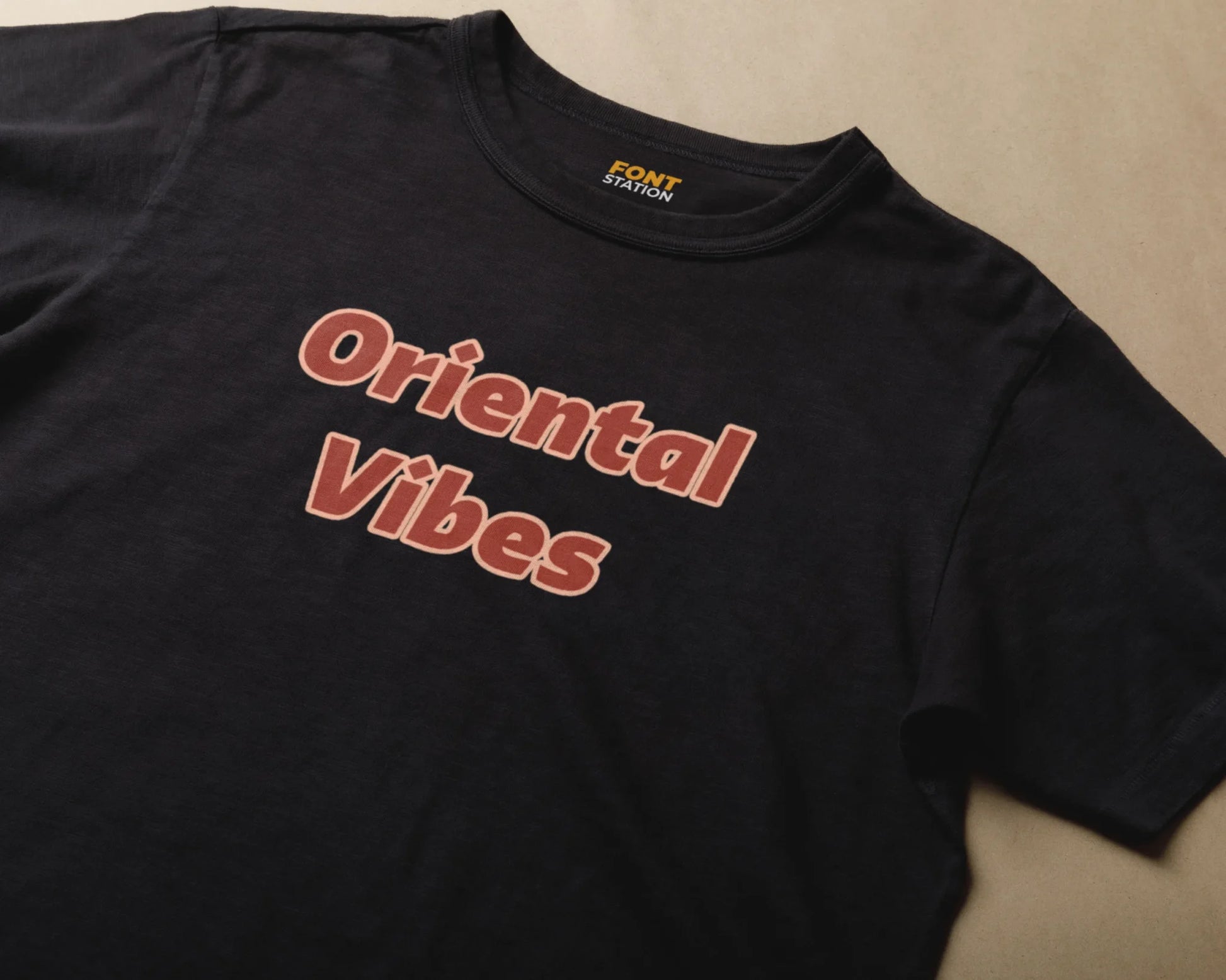 Sublimated T-Shirt with Oriental Font Typography - Fashionable Apparel Displaying Stylish Lettering