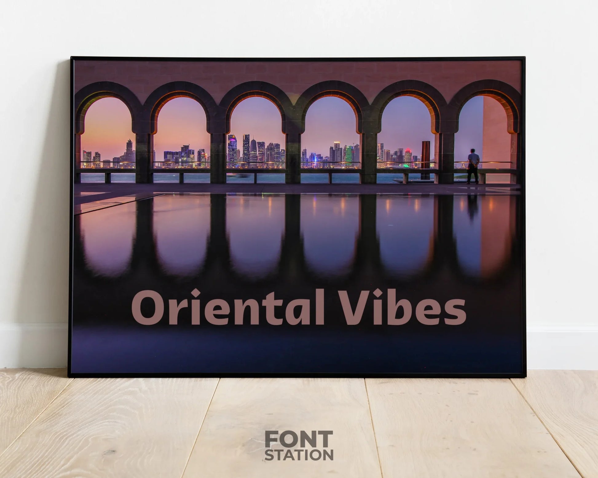 Oriental Font Display on Frame - Typography Presentation
