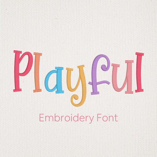 Main image of the Playful embroidery font created by FontStation