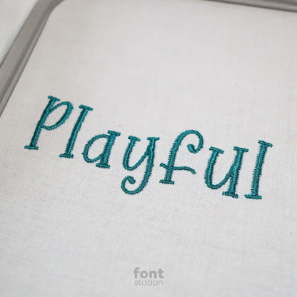 Embroidered letters using the Playful embroidery font created by FontStation