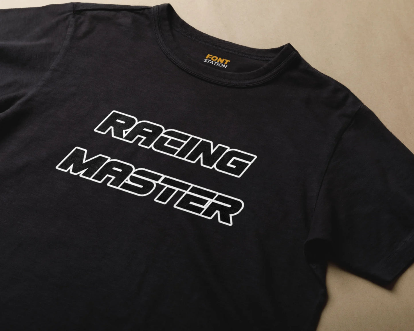 Sublimated T-Shirt with Racing Car Font Typography - Fashionable Apparel Displaying Stylish Lettering