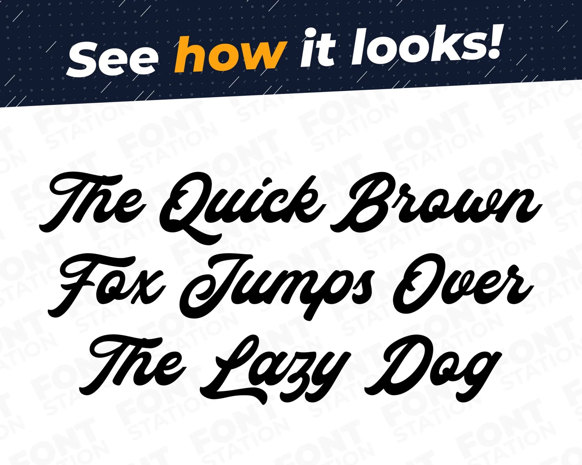 A complete showcase image of the Rock N Roll font, featuring the text 'The quick brown fox jumps over the lazy dog' to display every letter of the alphabet.