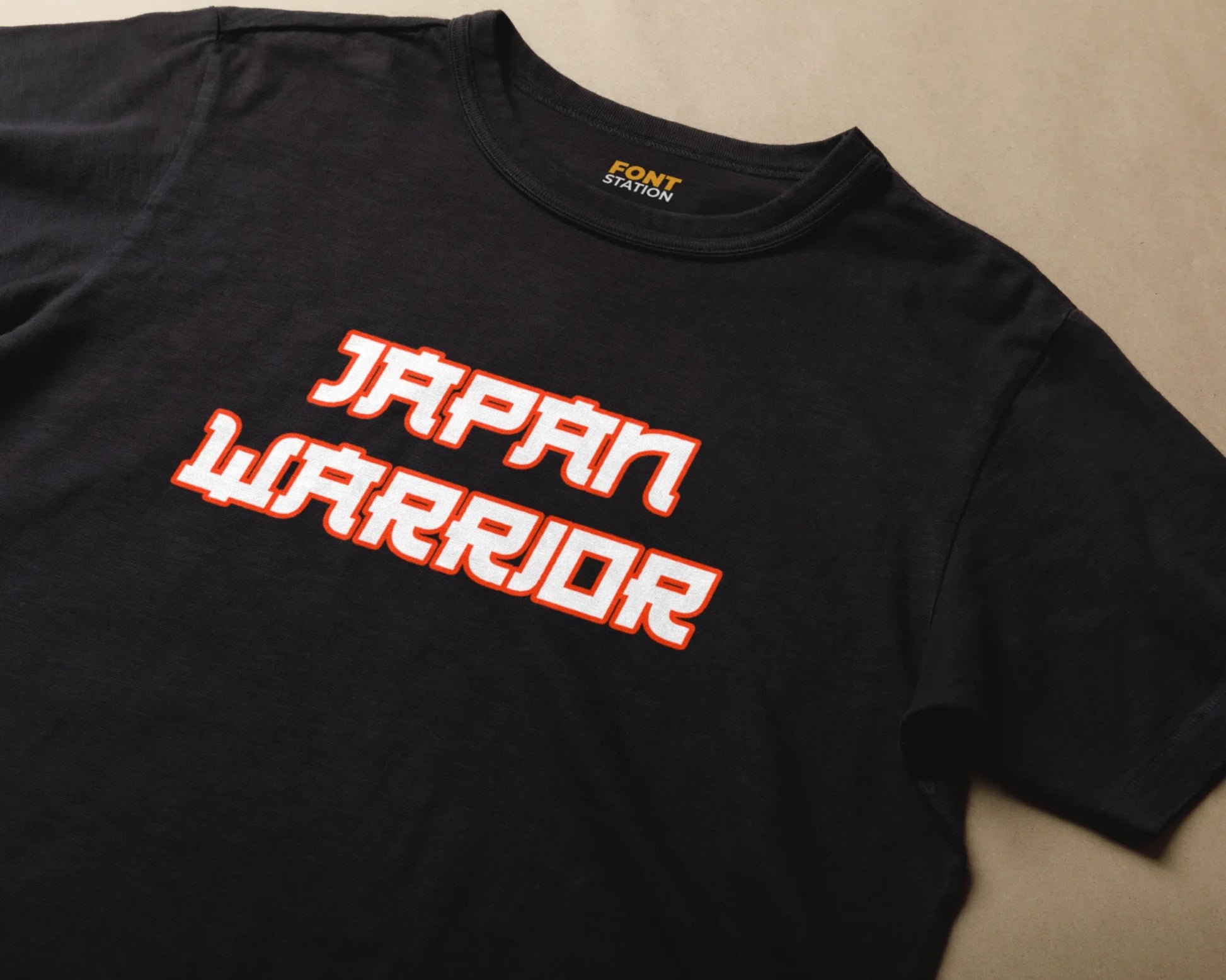 Sublimated T-Shirt with Samurai Font Typography - Fashionable Apparel Displaying Stylish Lettering
