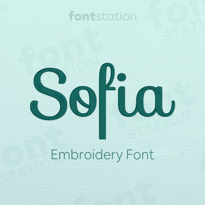 Main image of the Sofia embroidery font created by FontStation.